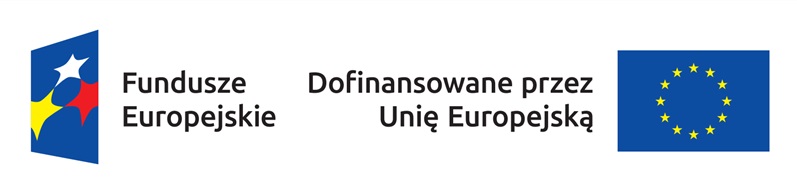 Na zdjęciu logotypy Funduszy Europejskich i informacja Dofinansowane z Unii Europejskiej